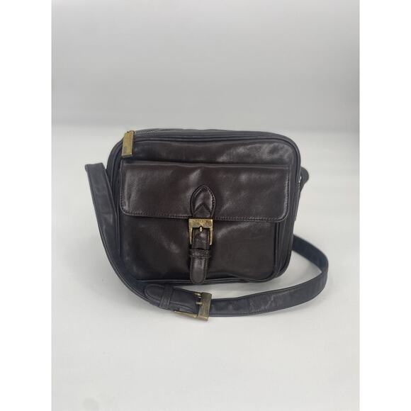 Vintage Ralph Lauren Collection Brown Leather Camera Shoulder Bag Crossbody 90s - Picture 1 of 13